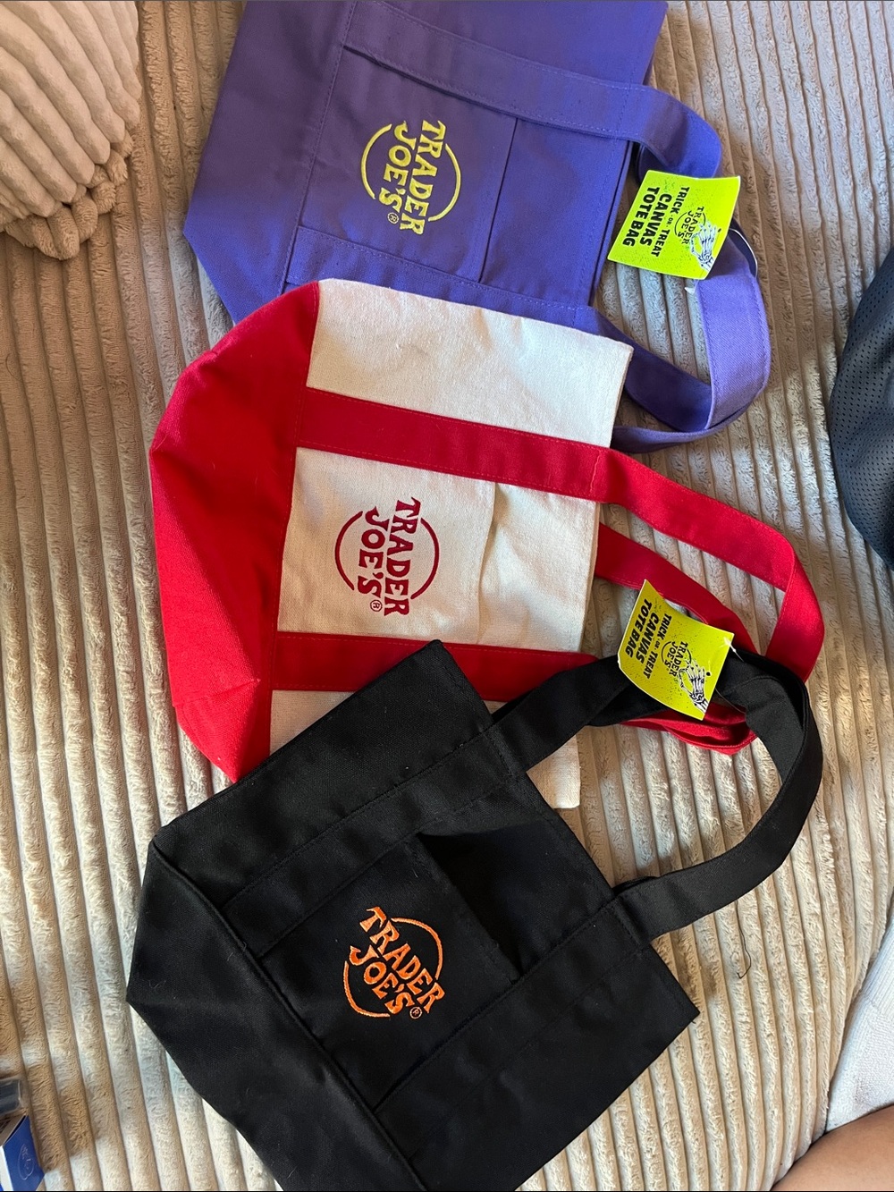 Trader Joe's Tote Bags - Black, Red & Purple! Can get all three or separate.